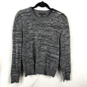 Belfast Sweater Mens Small Grey Marbled Wool Cashmere Zip Shoulder Moto Military